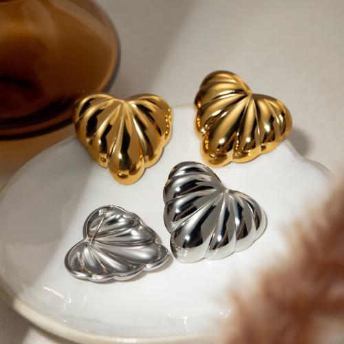 Stainless Steel Stud Earrings, 304 Stainless Steel, Heart, plated, fashion jewelry, more colors for choice, 30x26mm, Sold By Pair