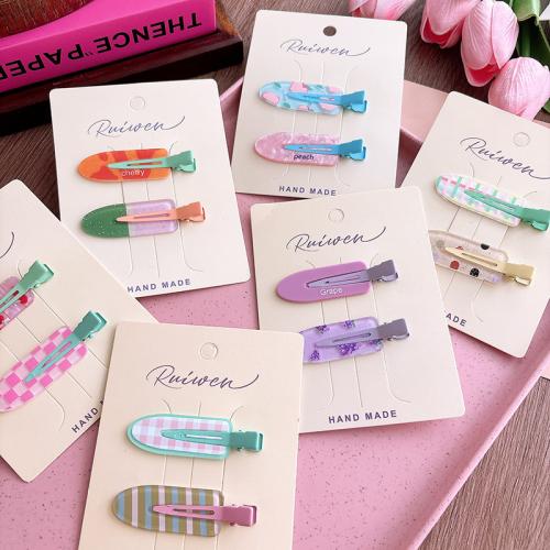 Alligator Hair Clip, Tibetan Style, with Acrylic, handmade, Girl & different designs for choice, more colors for choice, 60mm, Sold By Pair