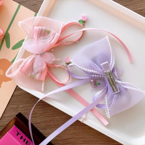 Alligator Hair Clip Cloth with Zinc Alloy handmade Girl Sold By PC