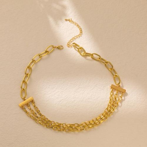 Zinklegierung Schmuck Halskette, mit Verlängerungskettchen von 2.76 Inch, Modeschmuck & mehrschichtig & für Frau, Goldfarbe, Länge:14.96 ZollInch, verkauft von PC