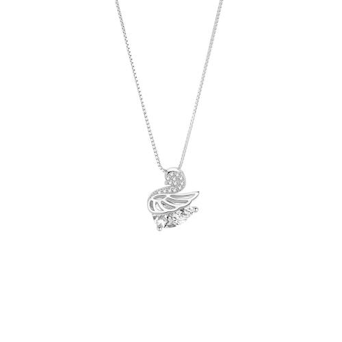 Cubic Zircon Micro Pave 925 Sterling Silver Necklace with 5CM extender chain Swan micro pave cubic zirconia & for woman Length Approx 40 cm Sold By PC