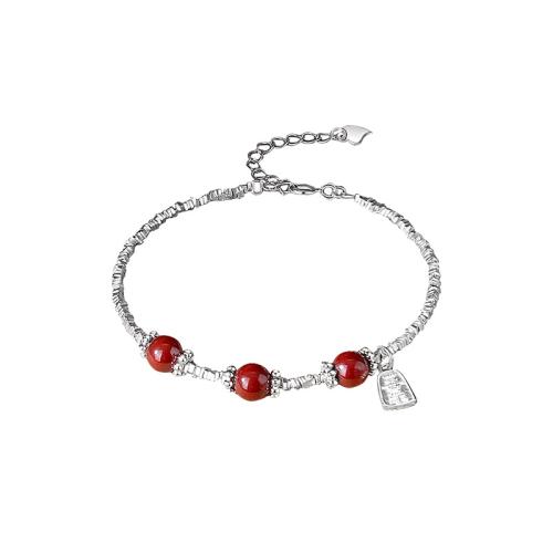 925 Sterling Silver Bangle Bracelet, with Cinnabar, with 4CM extender chain, different styles for choice & for woman, platinum color, Length:Approx 15.5 cm, Sold By PC