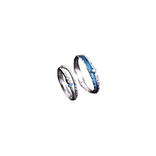 Cubic Zirconia Micro Pave 925 Sterling Silver Rings, Unisex & different styles for choice & micro pave cubic zirconia & epoxy gel, platinum color, Sold By PC