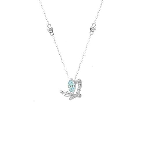 Cubic Zircon Micro Pave 925 Sterling Silver Necklace, with 5CM extender chain, micro pave cubic zirconia & for woman, platinum color, Length:Approx 40 cm, Sold By PC