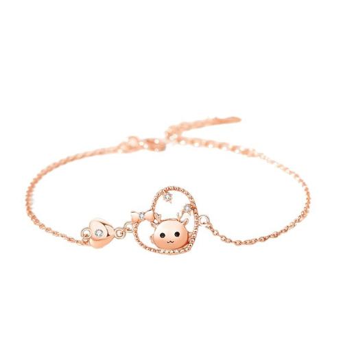 925 Sterling Silver Bangle Bracelet, with 4CM extender chain, micro pave cubic zirconia & for woman & epoxy gel, rose gold color, Length:Approx 15.5 cm, Sold By PC