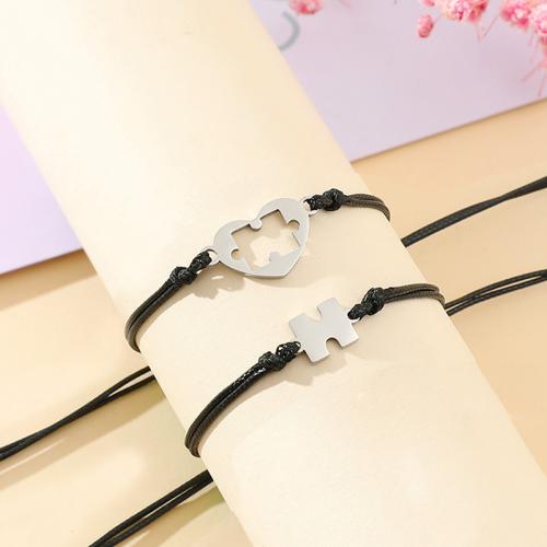 Stainless Steel Jewelry Bracelet, 304 Stainless Steel, polished, 2 pieces & different packing style for choice & for woman, original color, Length:Approx 16-30 cm, Sold By PC