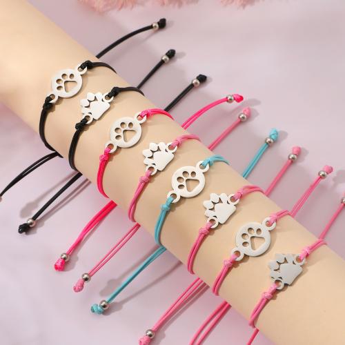 Fashion Create Wax Cord Bracelets, 304 Stainless Steel, with Wax Cord, polished, 2 pieces & for woman, more colors for choice, Length:Approx 16-28 cm, Sold By PC