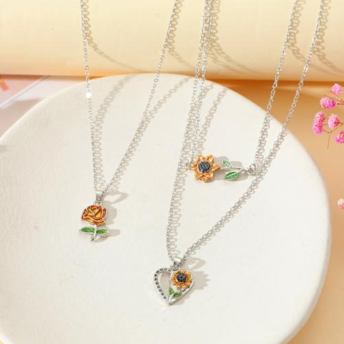 Zinc Alloy smykker halskæde, med 5cm extender kæde, forskellige stilarter for valg & for kvinde & emalje, sølv, Længde 45 cm, Solgt af PC