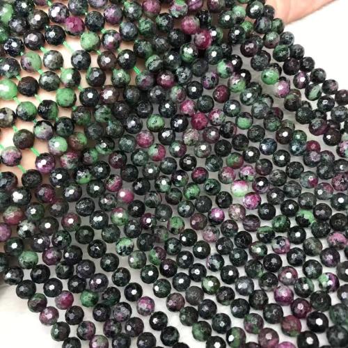 Χάντρες Κοσμήματα πολύτιμος λίθος, Ruby σε Zoisite, Ποδόσφαιρο, γυαλισμένο, DIY & πολύπλευρη, 6mm, Sold Per Περίπου 38-40 cm Strand