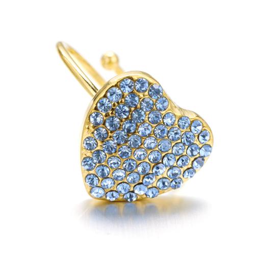 304 Stainless Steel Cuff Finger Ring Heart gold color plated micro pave cubic zirconia & for woman Sold By PC