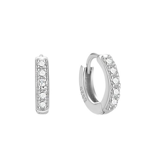 925 Sterling Silver Huggie Hoop Earring, Donut, micro pave cubic zirconia & for woman, more colors for choice, 10mm, Sold By Pair