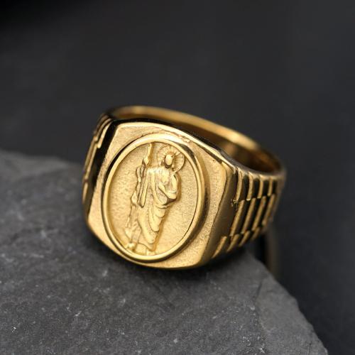 316 rozsdamentes acél Finger Ring, arany színű aranyozott, egynemű & különböző méretű a választás, Méret:8-13, Által értékesített PC