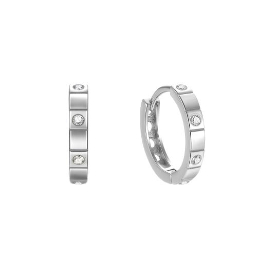 925 sterline d'argento Huggie Orecchino ad anello, Micro spianare cubic zirconia & per la donna, nessuno, 13x2mm, Venduto da coppia