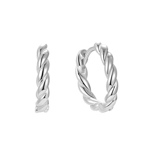 925 Sterling Silver Huggie Hoop Earring, for woman & hollow, more colors for choice, 14mm, Sold By Pair