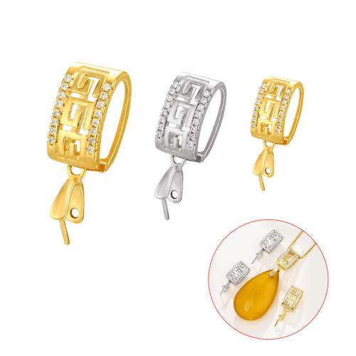 Brass Pinch Bail plated DIY & with rhinestone & hollow Sold By PC