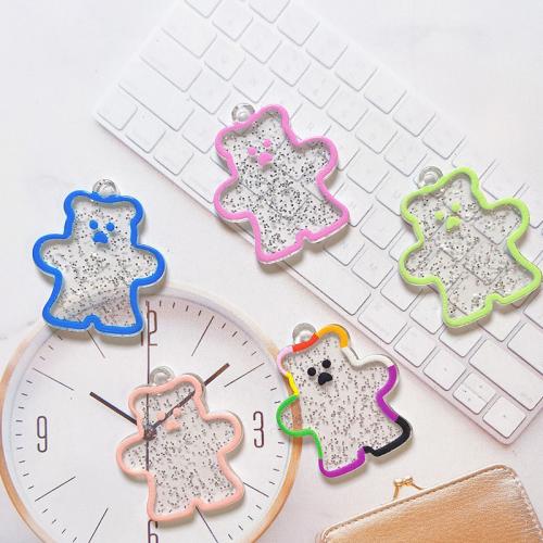Mobile Phone DIY Decoration, Acrylic, Bear, printing, more colors for choice, 26x31mm, 10PCs/Bag, Sold By Bag