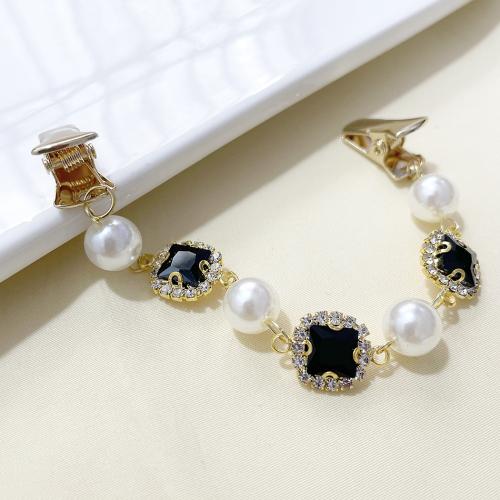 Fashion Brooch Jewelry Zinc Alloy with Plastic Pearl gold color plated for woman & with rhinestone 155mm Sold By PC