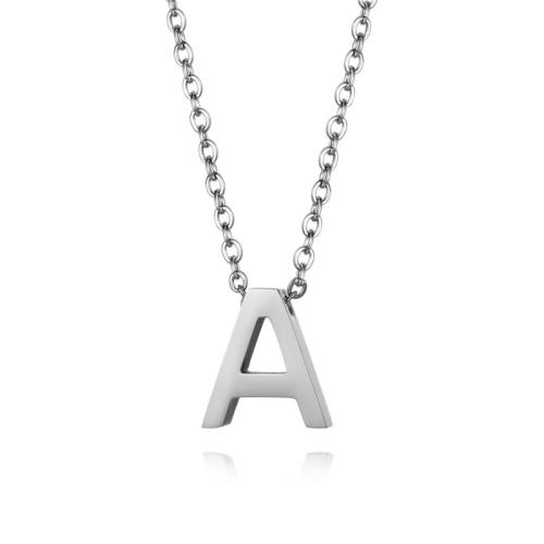 Stainless Steel Jewelry Necklace 316L Stainless Steel Alphabet Letter fashion jewelry & for woman original color Length Approx 45 cm Sold By PC