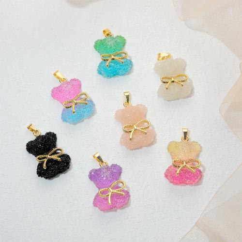 Resin Pendant, with Brass, Bear, gold color plated, fashion jewelry & DIY, more colors for choice, 20x24mm, Sold By PC