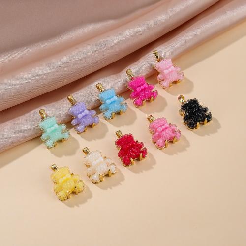 Resin Pendant, with Brass, Bear, gold color plated, fashion jewelry & DIY, more colors for choice, 14x21mm, Sold By PC