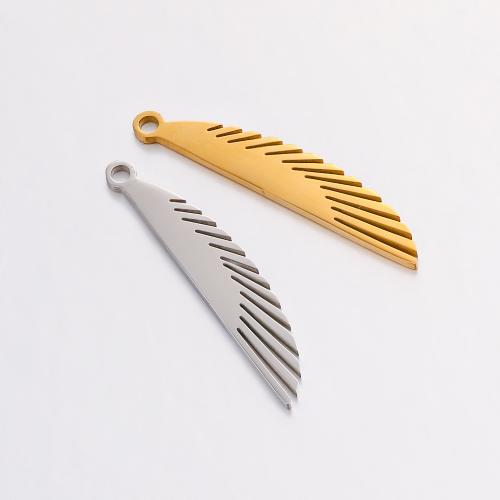 Stainless Steel Pendants, 304 Stainless Steel, Wing Shape, Vacuum Ion Plating, fashion jewelry & DIY, more colors for choice, 6x28mm, Sold By PC