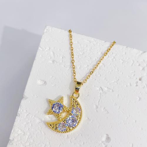 Cubic Zircon Micro Pave Brass Necklace, fashion jewelry & different styles for choice & micro pave cubic zirconia & for woman, Length:Approx 45 cm, Sold By PC