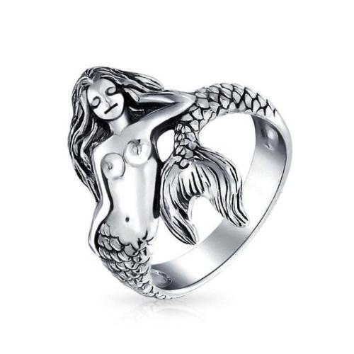 Sinc Alloy Finger Ring, Mermaid, jewelry faisin & do bhean, Méid:7, Díolta De réir PC