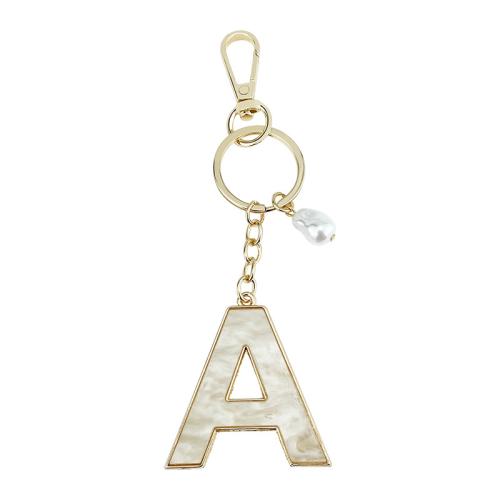 Tibetan Style Key Clasp, with Shell & Plastic Pearl, Alphabet Letter, Unisex & different styles for choice, Sold By PC