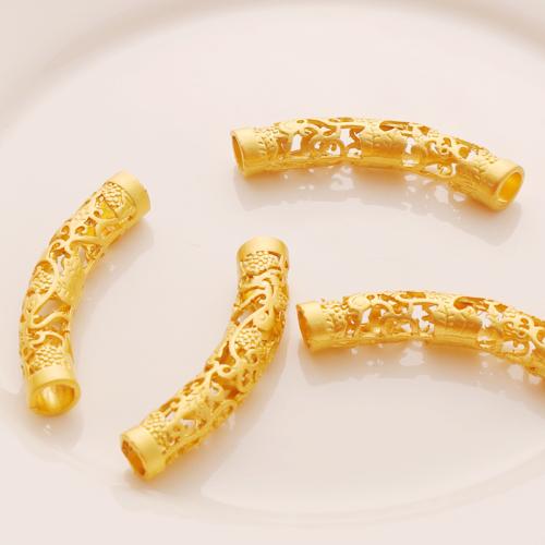 Brass Jewelry Beads gold color plated DIY & hollow nickel lead & cadmium free Sold By PC