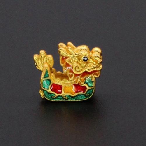 Tibetan Style Jewelry Beads, Dragon, gold color plated, DIY & enamel, nickel, lead & cadmium free, 11x9mm, Sold By PC