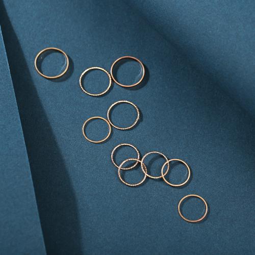 Juego de anillos de aleación de zinc, chapado, 10 piezas & Joyería & unisexo, más colores para la opción, Vendido por Set