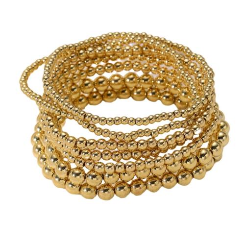 CCB Bracelets, Copper Coated Plastic, 7 pieces & fashion jewelry & for woman, golden, Sold By Set