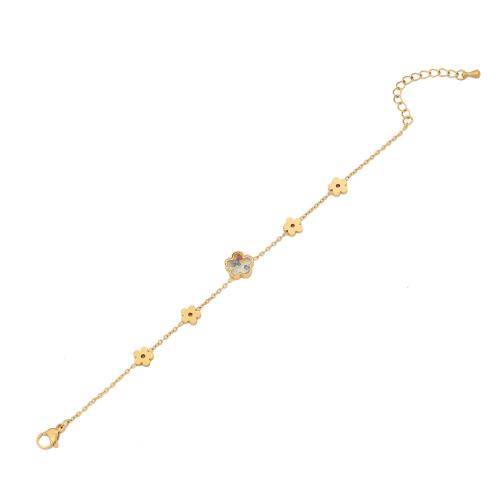 304 Stainless Steel Bracelet, with Glass, with 1.6inch extender chain, gold color plated, different styles for choice & for woman, Length:Approx 6.7 Inch, Sold By PC