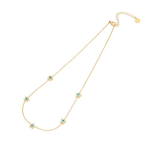 304 Stainless Steel Necklace with 2inch extender chain gold color plated & for woman & enamel Length Approx 15.7 Inch Sold By PC