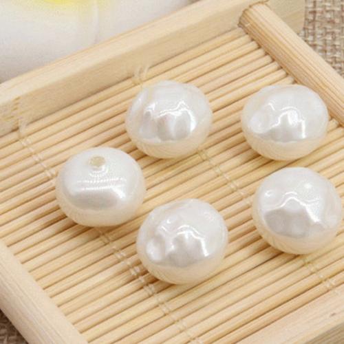 ABS Plastic Beads ABS Plastic Pearl Flat Round DIY white Sold By PC