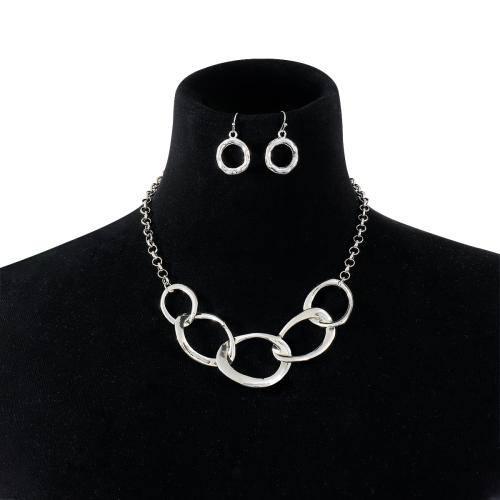 Zink Alloy Jewelry Sets, örhänge & halsband, plated, 2 stycken & mode smycken & för kvinna, fler färger för val, Säljs av Ställ