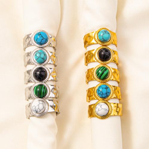 Ring Finger ze stali nierdzewnej, Stal nierdzewna 304, ze Gips, Koło, biżuteria moda & dla obu płci, dostępnych więcej kolorów, 12mm, rozmiar:8, sprzedane przez PC