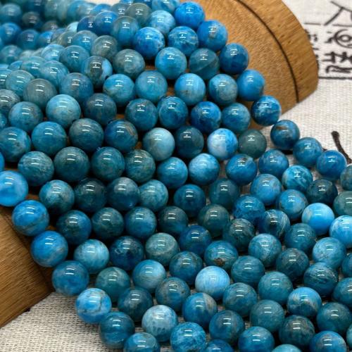 Gemstone Jewelry Beads, Apatites, Round, polished, fashion jewelry & DIY & different size for choice, blue, Sold Per Approx 35-40 cm Strand