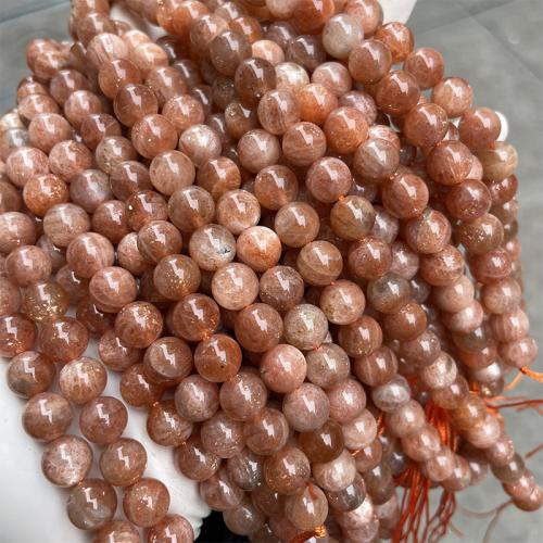 Gemstone Jewelry Beads, Sunstone, Round, fashion jewelry & DIY & different size for choice, mixed colors, Sold Per Approx 38 cm Strand