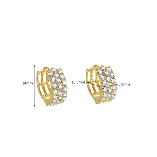 Cubic Zirconia Micro Pave Sterling Silver Earring, 925 Sterling Silver, fashion jewelry & micro pave cubic zirconia & for woman, more colors for choice, 5.80x14mm, Sold By Pair