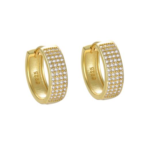 Zircon cubique Micro Pave d'oreille en argent sterling, Argent sterling 925, bijoux de mode & pavé de micro zircon & pour femme, plus de couleurs à choisir, 16x5mm, Vendu par paire