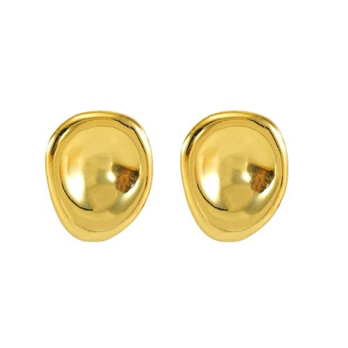 Boucle d'oreille de gaujon en acier inoxydable, Acier inoxydable 304, Plaqué or 18K, bijoux de mode & pour femme, doré, 24x20mm, Vendu par paire