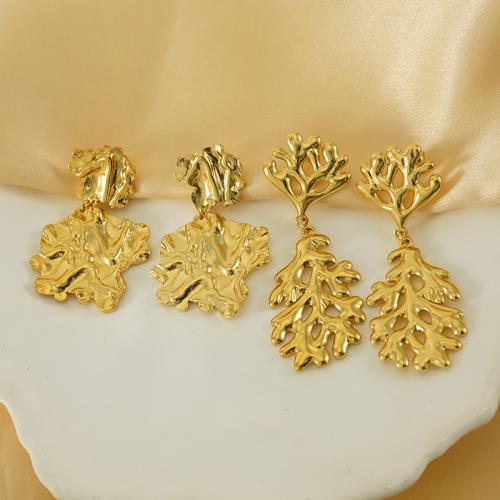 Ανοξείδωτο χάλυβα Drop σκουλαρίκι, 304 από ανοξείδωτο χάλυβα, 18K επιχρυσωμένο, κοσμήματα μόδας & διαφορετικά στυλ για την επιλογή & για τη γυναίκα, χρυσαφένιος, Sold Με Ζεύγος