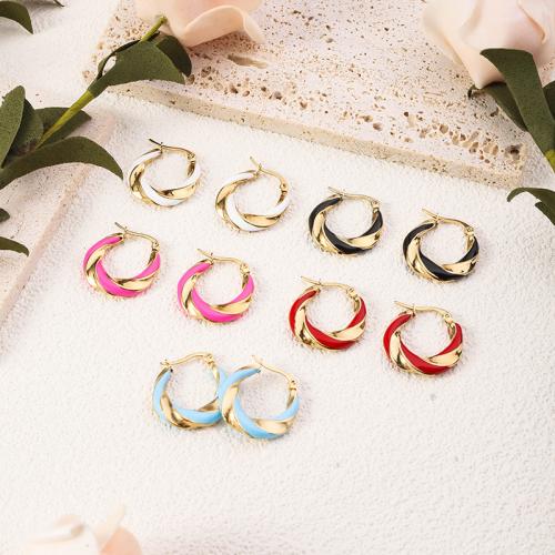 Stainless Steel Lever Back Earring, 304 Stainless Steel, fashion jewelry & for woman & enamel, more colors for choice, 23x24mm, Sold By Pair