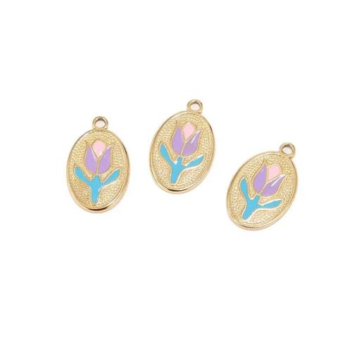 Stainless Steel Pendants 304 Stainless Steel 18K gold plated DIY & enamel golden Sold By PC