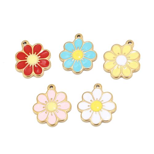 Stainless Steel Flower Pendant, 304 Stainless Steel, DIY & enamel, more colors for choice, 19x22mm, Sold By PC