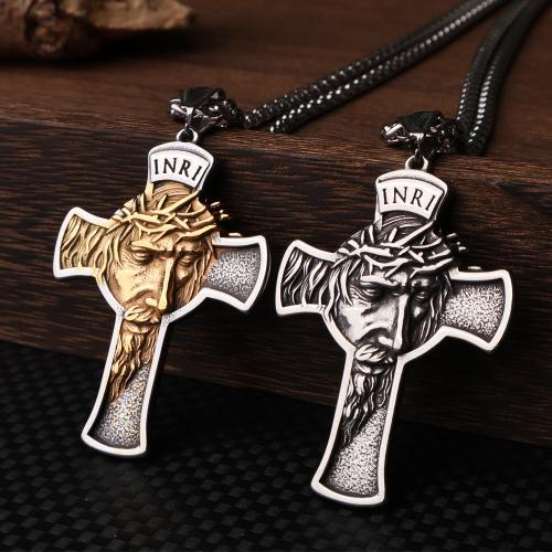 Stainless Steel Jewelry Necklace, 304 Stainless Steel, Cross, polished, fashion jewelry & different styles for choice & for man, more colors for choice, 58x37mm, Length:Approx 60 cm, Sold By PC