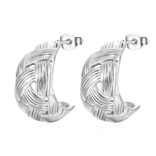 Stainless Steel Stud Earrings, 304 Stainless Steel, Letter C, Vacuum Ion Plating, fashion jewelry & for woman, more colors for choice, 20x21.70mm, Sold By Pair