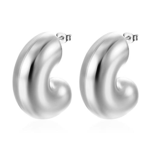 Stainless Steel Stud Earrings, 304 Stainless Steel, Letter C, Vacuum Ion Plating, fashion jewelry & for woman, more colors for choice, 29x35.20mm, Sold By Pair