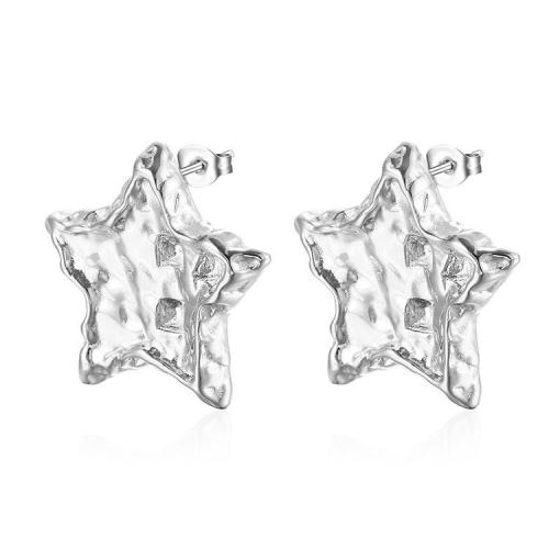 Stainless Steel Stud Earrings, 304 Stainless Steel, Star, Vacuum Ion Plating, fashion jewelry & for woman, more colors for choice, 27.20x26mm, Sold By Pair